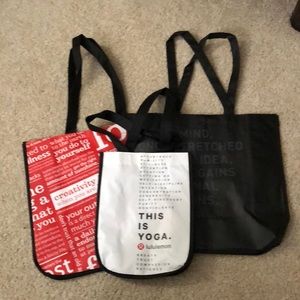 3 Assorted Lululemon Shopper Tote Bags New